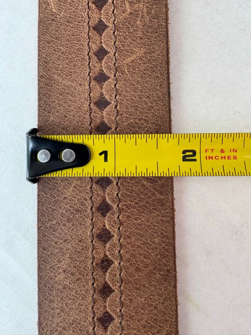 Lucky Brand Brown Wide Leather Belt Square Brass Buckle - Size 32 BK M0201